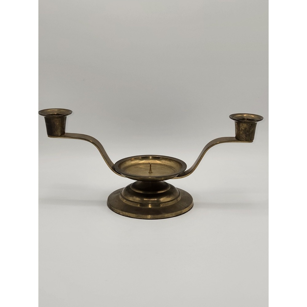 Vintage Brass‎ 3 Candle Holder Candelabra Minimalist Mid Century Modern
